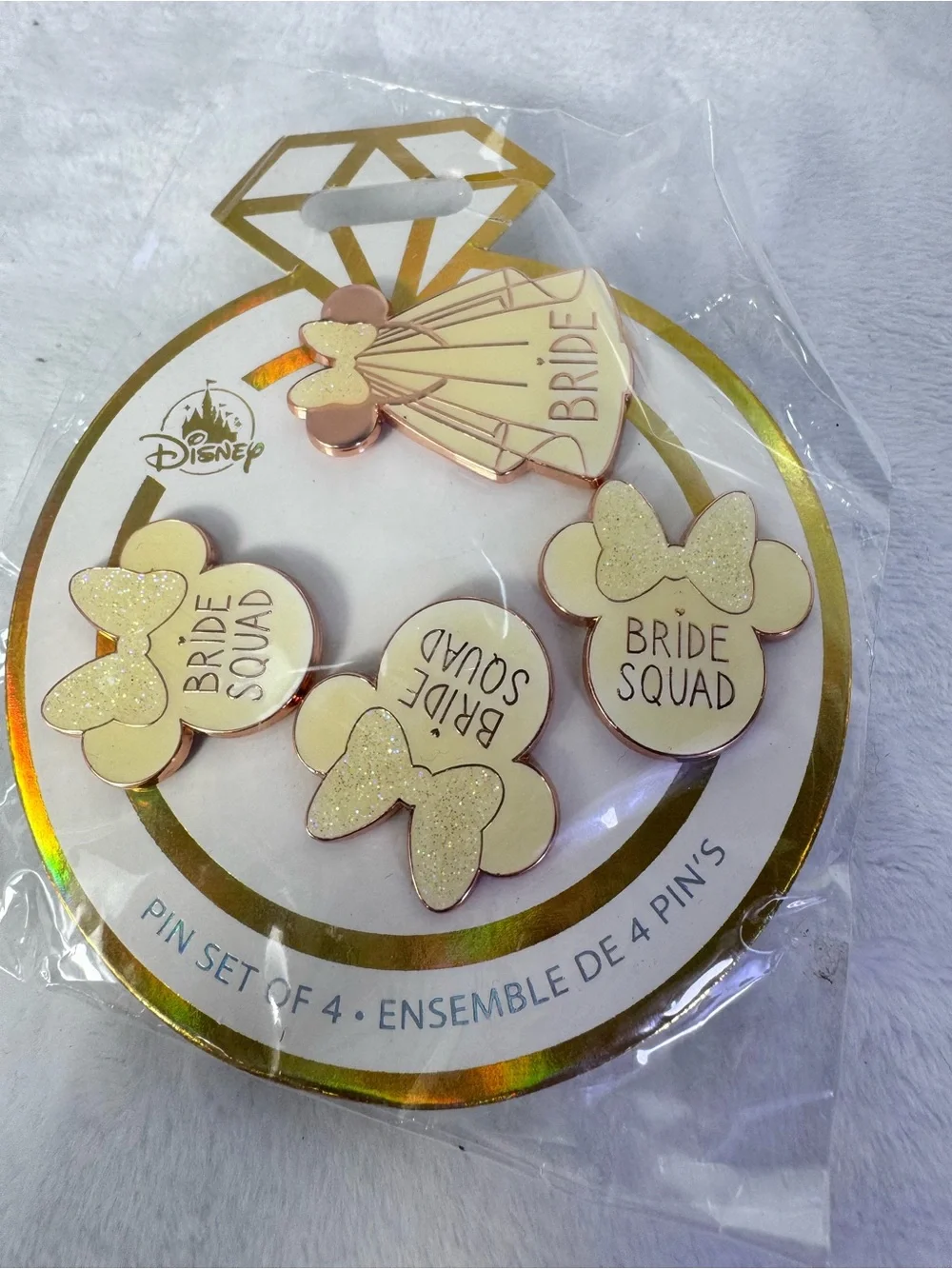Disney Bride Squad Enamel Pin Set - Pale Pink & Gold